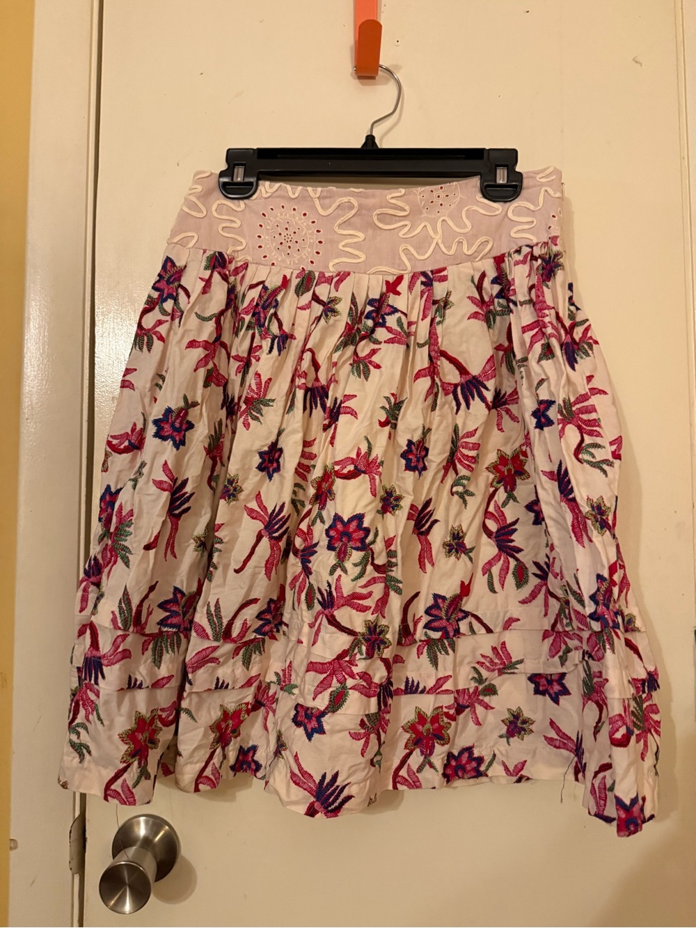 Anthropologie Viola Embroidered Floral Cotton Skirt size 4